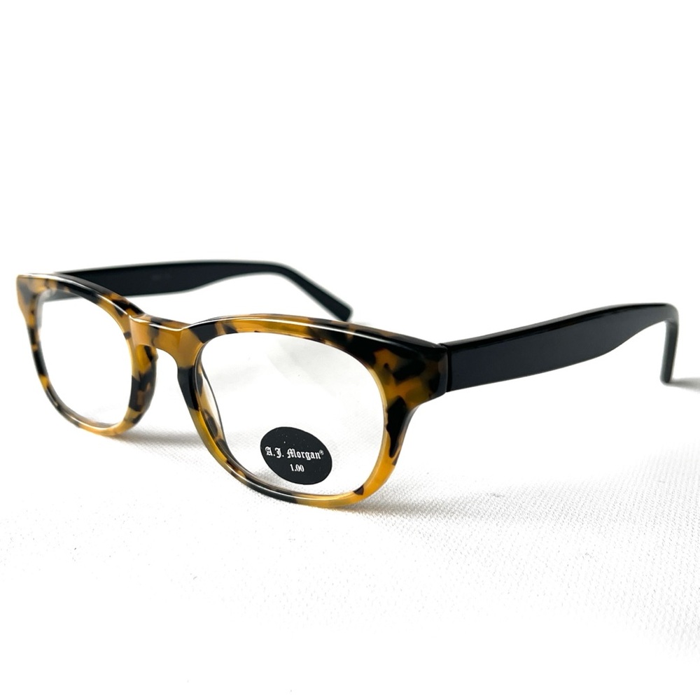 Y2K Vintage +1.00 Reading Glasses A.J. Morgan Acetate 2000s Rectangular Tortoise